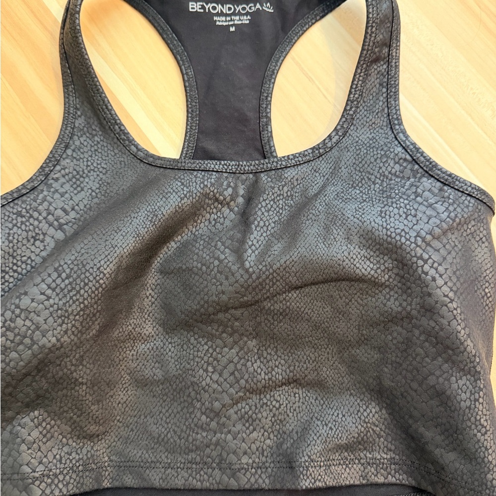 Beyond Yoga Black Textured Racerback Sports Bra